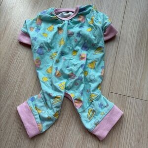 Hotel Doggy Birthday-Themed Dog Pajamas onesie blue pink party Size S